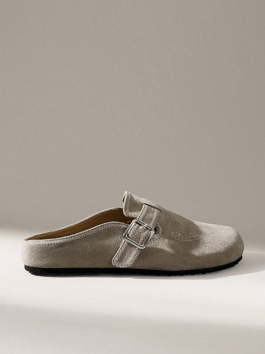 Solecia Women's Buckle Design Casual Versatile Flat Shoes - Grey - View 1