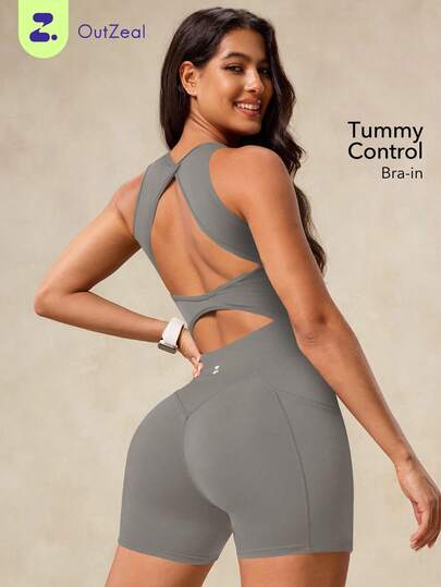 OutZeal Monos para mujer para exteriores, campamento y senderismo, con control de abdomen, almohadillas extraíbles y cremallera delantera