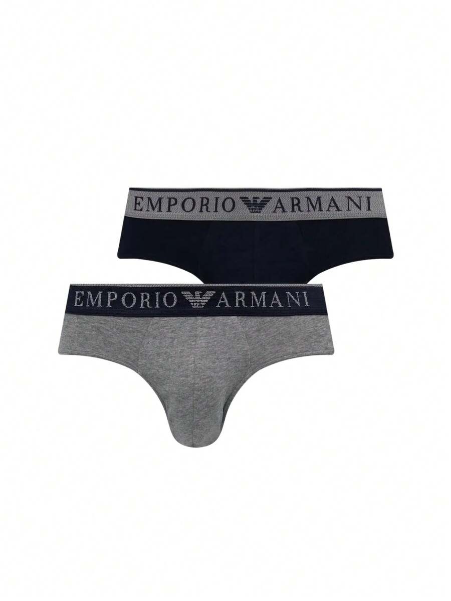 Armani 2 paquete Men's Trunks - Gris/Negro - Ver 1