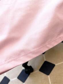 Resyla Camiseta de manga curta com capuz, tamanho grande, rosa claro | Bordado de morango | Tecido respirável | Estilo casual e fofo para o verão - Rosa - Ver 5