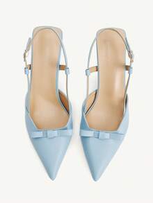 CUCCOO CHICEST Women's Pointed Toe Buckle Design Bow Decor Elegant High Heel Shoes Valentine's Day Elegant Shoes - Blue - View 8