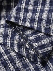 DAZY Women's Casual Commuter Plaid Asymmetric Hem Skirt - Navy Blue - View 3