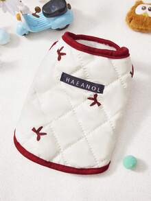 PETSIN 宠物秋冬蝴蝶结刺绣外套，配天鹅绒背心，猫咪泰迪熊新年红色圣诞宠物外套，幼犬服装 - 彩色 - 查看 8