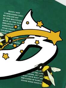 ROMWE MEN Men's Slogan & Cartoon Character Print Loose Fit Casual Tank Top - Dark Green - View 3