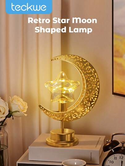 Teckwe 1pc Moon Shaped Diamond Decoration Light With 3 Shades & Dimming Feature, Suitable For Room, Desk, Dining Table, Bar, Party Decor