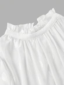 SHEIN MOD 复古浪漫薄纱波点泡泡袖夏季上衣，派对上衣，白色上衣，休闲上衣，夜店上衣，可爱上衣，度假，外出，春季上衣，夏季，嘉年华服装，春假，海滩，外出 - 白色 - 查看 7