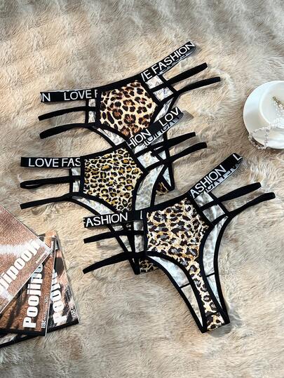 3件套女士豹纹内裤