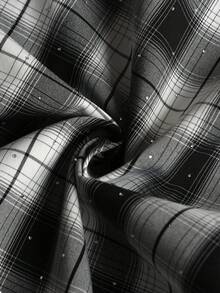 STYNVO Men's Plaid Short Sleeve Single-Breasted Casual Commuter Shirt - Black and White - View 6