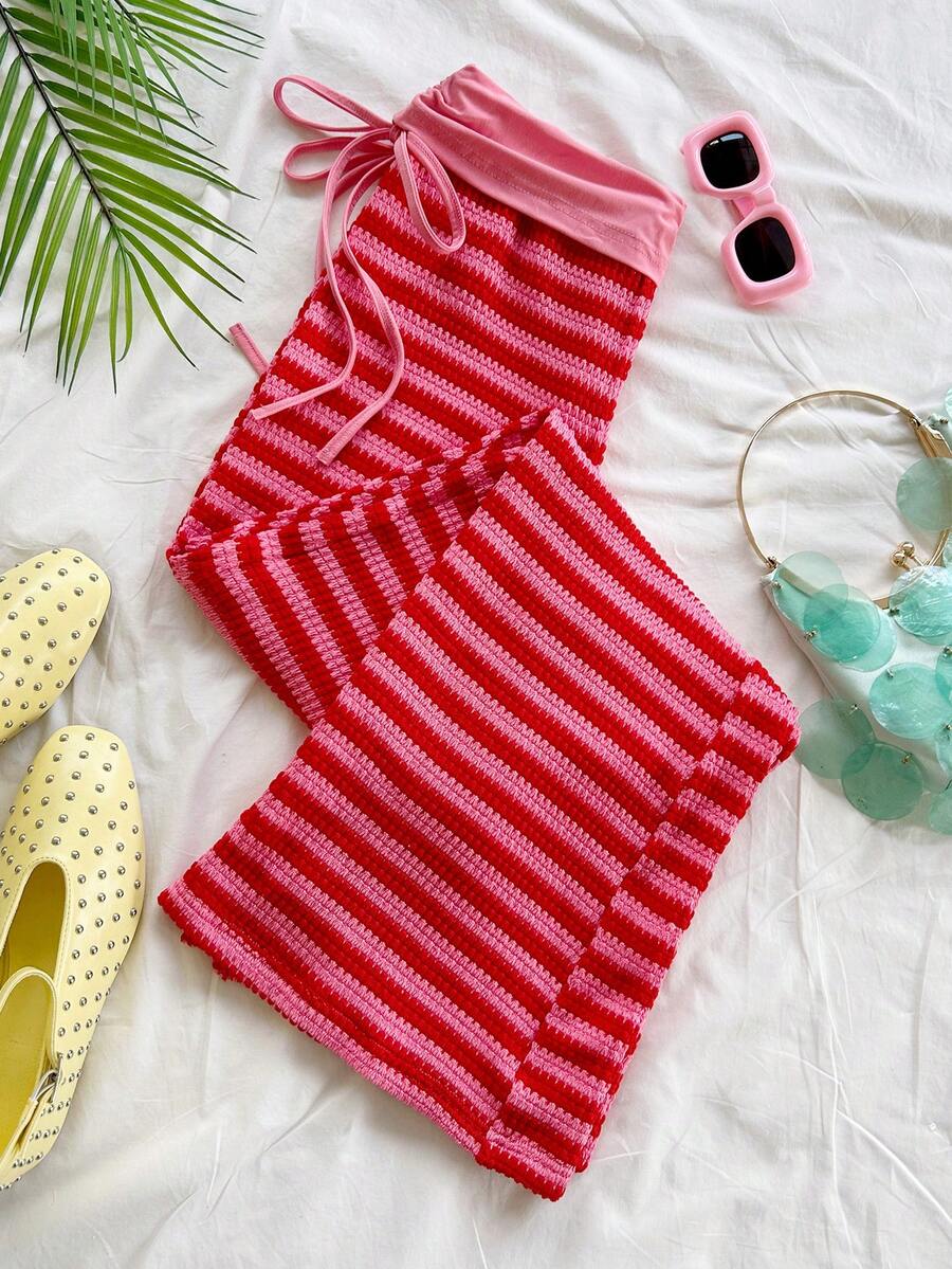 Soleia Women's Casual Striped Drawstring Waist Pants - Multicolor - View 1