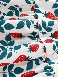 SHEIN Vintaside Kids Young Girls Summer Casual Fashion New Dress, Woven Fabric Strawberry Digital Print Pattern, Sleeveless Strap With 3D Bow Decor, Patchwork Hem Dress, Suitable For Young GirlCute & Charming, Casual & Fashionable, Suitable For Daily, School, Outing, Holiday, Beach, Vacation, Summer Outfit Girls Sleeveless Dress Kids Strawberry Dress Girls Aline Dress Girls Sundress Girls Midi Dress Girls Summer Dress Kids Strawberry Print Dress Girls Casual A-Line Dress Girls Sleeveless Midi Dress Kids Casual Dress - Multicolor - View 5