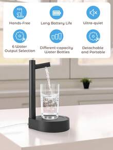 Teckwe Máy lọc nước điện để bàn, kiểu dáng nhỏ gọn, thích hợp cho gia đình, cắm trại, dễ vệ sinh, thiết kế đơn giản và đẹp mắt, vật dụng cần thiết cho văn phòng. - màu đen - Xem 2