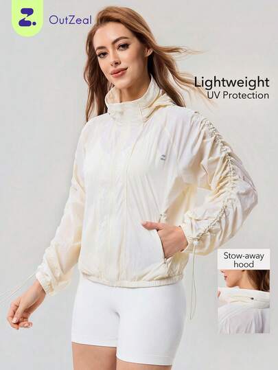 OutZeal Women Sun-Proof Jacket Camping Hiking Back Mesh Design Stand Collar Zip Up Outdoor Tops