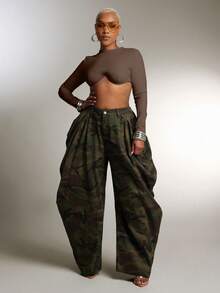 Denimoi Áo croptop tay dài có gọng nâng ngực, kiểu dáng gợi cảm, thời trang đường phố, thích hợp cho các buổi tiệc tùng, sự kiện GNO và concert. - màu nâu - Xem 2