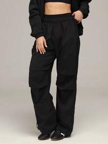 Sigmas Women's Woven Track Straight Leg Pant - Black - View 1