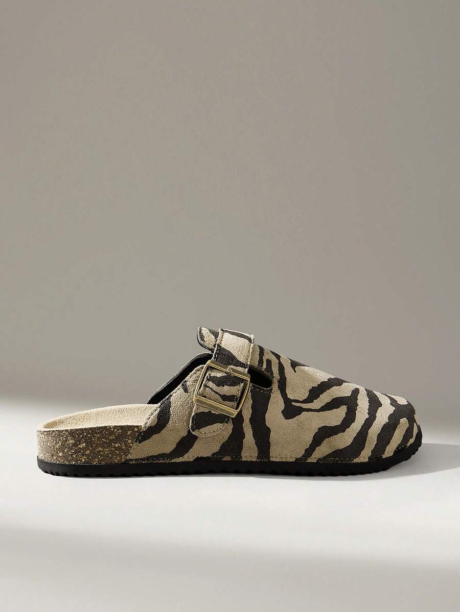 Solecia Sandal nữ đế dày quai chéo kiểu retro in họa tiết da báo, phong cách thường ngày cho kỳ nghỉ Giáng sinh. - xanh quân đội - Xem 1