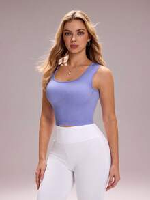 Sovereign Charm 无缝针织可拆卸前片女士运动背心 - 淡紫色 - 查看 4