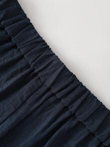 SHEIN Franclia Women's Casual Solid Color Shorts For Summer - Navy Blue - View 5