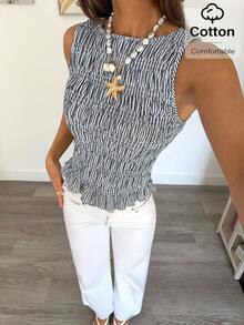 Siren Gaze Women All-Over Print Round Neck Ruffle Hem Cami Top Summer Casual - Multicolor - View 1