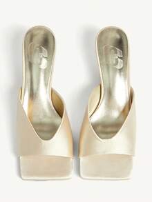 CUCCOO CHICEST Zapatos de tacón abiertos tipo mule, zapatos de vuelta al colegio, zapatos de estudiante universitario, zapatos de primavera, zapatos de vacaciones de primavera, zapatos de Pascua, zapatos de Navidad - Oro claro - Ver 9