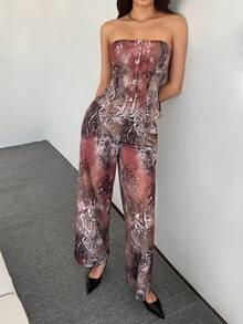 Modelyn Women's Leopard Print Single-Breasted Camisole Top And Pants Fashion 2 Pieces Set - Brown - View 6