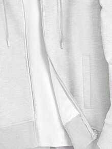 RueChic Cotton Men Zip Up Drawstring Hoodie Without Tee - White - View 7