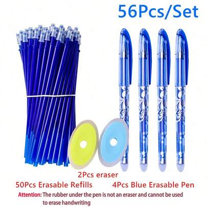 56-Pack Erasable Gel Pens Set With Refills,  Thermal Friction Erasable Ink For School Supplies, Back To School, Student Writing Essentials