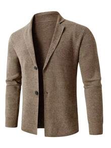Manfinity Homme Áo khoác cardigan nam đơn sắc tối giản thường ngày - Màu be - Xem 3