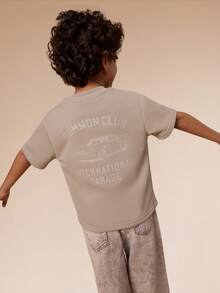 SUMWON Jungen Grafik-Muster Kurzarm Rundhals T-Shirt mit internationalem Garage Design, Lässig Urlaub - Aprikosenfarben - Übersicht 1