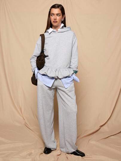 COUREZ Low Rise Medium Balloon Joggers /Y2K Spring Clothes For Women 2 Piece Sets Cute Grey Sweatpants For Women Going Out Party Outfits Streetwear Summer Outfits