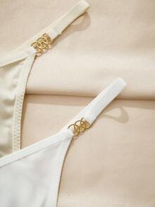 Charlaine 5pcs/Pack Women's Solid Color Metal Ring Waist Low-Rise Thong Panties - Multicolor - View 5