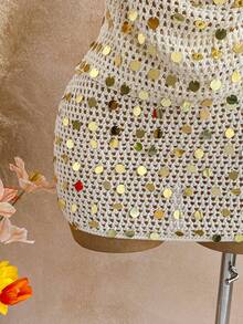 Soleia 2pcs/Set Women Knitted Beaded Camisole Top And Bodycon Skirt - Multicolor - View 5