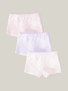 3pcs/Pack Young Girl Solid Color Comfortable Casual Briefs - Pink - View 3