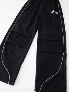 SHEIN 少女星形印花上衣和多口袋工装裤两件套 - 黑色 - 查看 5