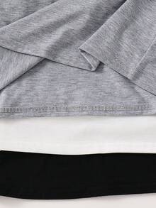 SHEIN 三件套青少年男童宽松休闲印花短袖T恤套装，适合学校、校园穿着，春夏季节适用，日常穿着、运动、郊游、聚会、节日、拍照等场合。 - 彩色 - 查看 6