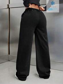SHEIN Tall Casual Elastic Waist Straight Leg Washed Denim Jeans - Black - View 2