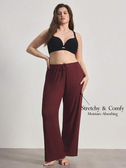 Ocili SHEINLeisure Ultra Soft Flowy Pajama Pants, Silky & Breathable, Pairs Well With All Basic Tops-Black