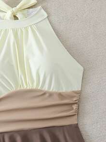 Swim Lushoire 2026 新款舒适咖啡色三色成熟时尚度假优雅修身连体泳衣，适合派对、海滩度假 - 彩色 - 查看 6