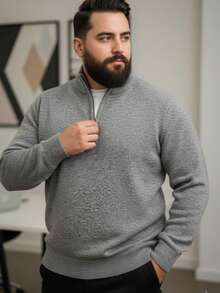 Jersey de punto acanalado con cierre para hombre | Estilo Casual - Gris - Ver 4