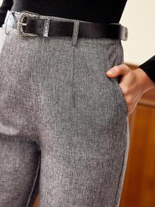 Vintamour 复古优雅女士长裤，带口袋和腰带，休闲工作裤，度假休闲裤，夏季春假女装，春假女装，冬季女装，休闲灰色长裤，高腰裤，商务裤，办公室裤，春季女装下装 - 灰色 - 查看 1