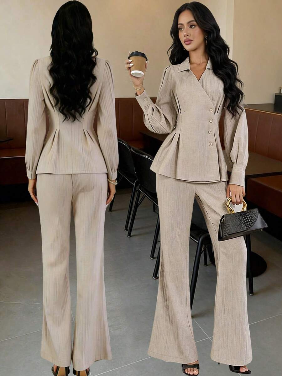 Modelyn 2 Pieces Fashionable Slim Fit Elegant Arabic Style Set, Spring/Summer 2026 - Khaki - View 1