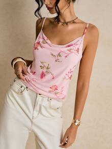 Poéselle 女士休闲碎花露背吊带背心，适合夏季度假 - 彩色 - 查看 7