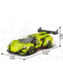 Fluorescent Green Famous Sports Car Building Blocks - Operable Parts & TPR Tyre Kit For Enthusiasts (Piece Count: 305pcs) - Multicolor - View 6