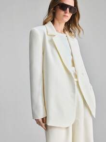 Ontre Women's Loose Fit Blazer Jacket, Business Casual Office Wear, Low-Key Vintage Style, Urban Commute Office Attire, Elegant Women's Outfit, Autumn/Winter - Apricot - View 6