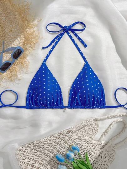 Swim Mod 2016 New Plus Size Swimwear Top, Polka Dot Print Halter Bikini, Sexy Beach Vacation Swimsuit