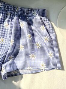 SHEIN 两件套少女休闲背心+裤子套装，时尚日常穿搭 - 藍色 - 查看 4