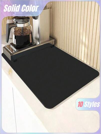 1 件咖啡垫 - 隐藏污渍吸收橡胶背衬速干垫适用于厨房台面咖啡吧配件碗碟干燥垫适用于咖啡机咖啡壶咖啡壶浓缩咖啡机，咖啡设计碗碟干燥垫，超强吸水沥水垫。防水防滑餐垫，厨房用品