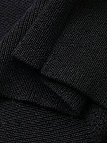 DAZY Women's Collared Diamond Pattern Knit Top, Korean Style - Black and White - View 3