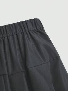 Sweetra 时尚甜美休闲黑色金属朋克百褶迷你裙 - 灰色 - 查看 5