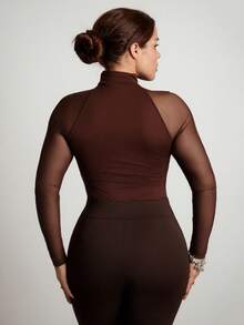 Lupita Cardoza Body femme respirable en maille élastique pour festival de musique printemps/été, fête. Body pour la Saint-Valentin - Marron - Voir 2