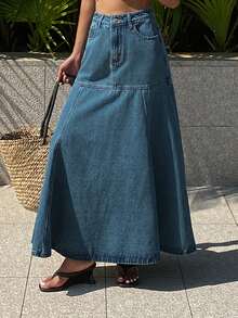 DAZY Women's Loose Casual Denim Skirt, Stylish Design For Spring And Summer Vacation - Blue - View 4